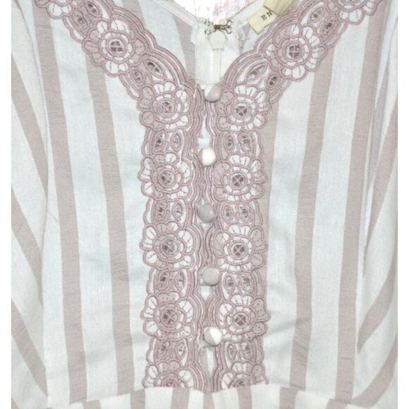 En Creme Ladies S Crop Wide Leg Striped Jumpsuit Romper Sleeveless Embroidered - Picture 3 of 11